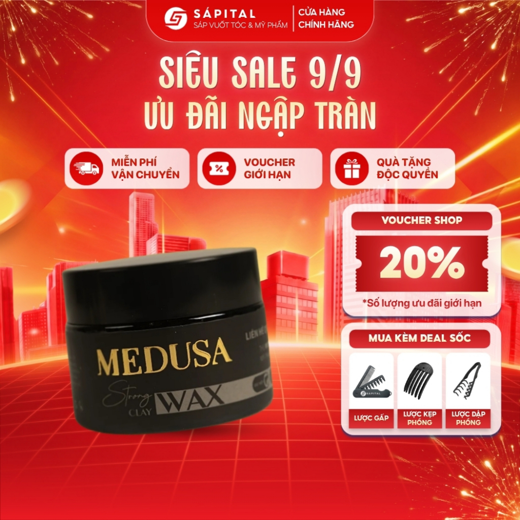 Sáp vuốt tóc Medusa | Giữ nếp lên tới 12h, Không bóng, Tạo độ phồng cao, Phù hợp tóc mỏng dầu