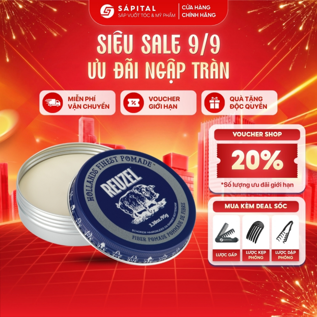 Sáp vuốt tóc Reuzel Fiber Pomade 35/95gr | Pomade gốc nước