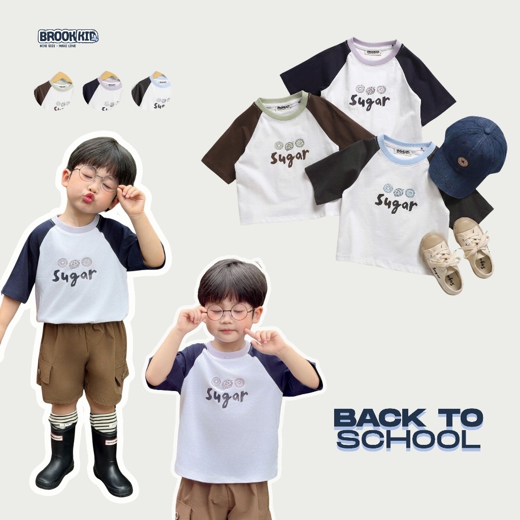 Áo Phông Ngắn Tay SUGAR Cho Bé BROOK KID Chất Liệu Cotton Mềm Mát Thoáng Khí Cho Bé Trai Gái Từ 12-3
