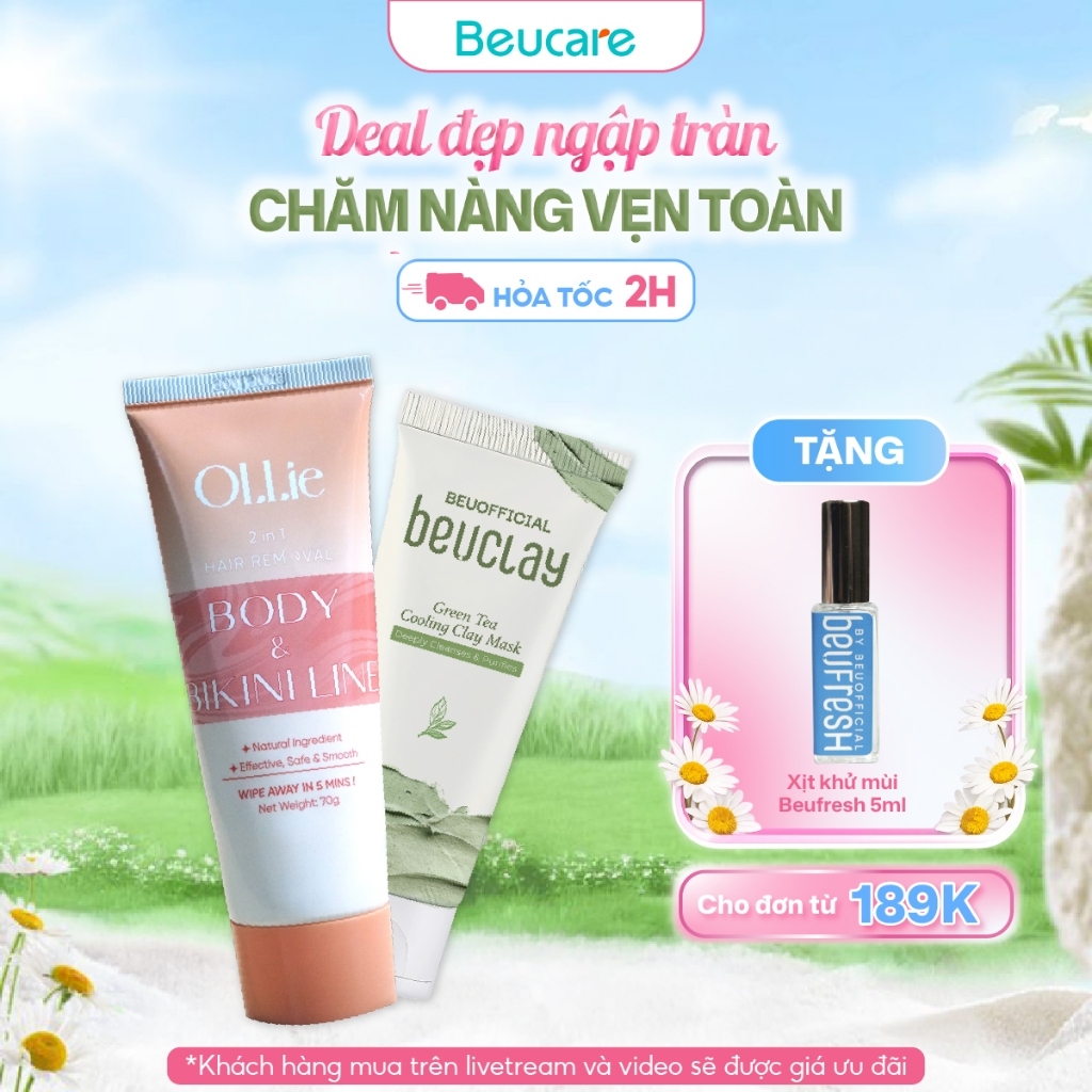 Combo Kem tẩy lông OLLIE + Mặt nạ đất sét Beuclay