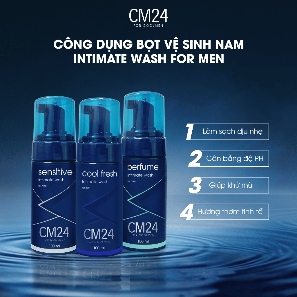 Bọt vệ sinh nam giới CM24 For Coolmen Sạch Sâu, Khử Mùi, Ngăn Nấm Ngứa Hiệu Quả 100ml