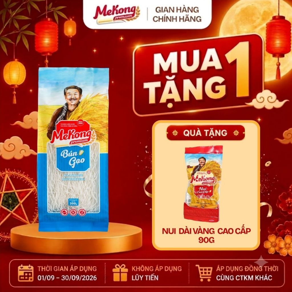 Mekong Bún gạo đa dụng cao cấp gói 200g Nguyên Chất Eat Clean Không Hàn The Siêu Ngon Mekong Premium