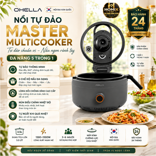 Nồi Tự Đảo OHELLA Master Multicooker 3.5L Chính Hãng Đa Năng 5 Trong 1 Công Suất 1500W BH 24 Tháng