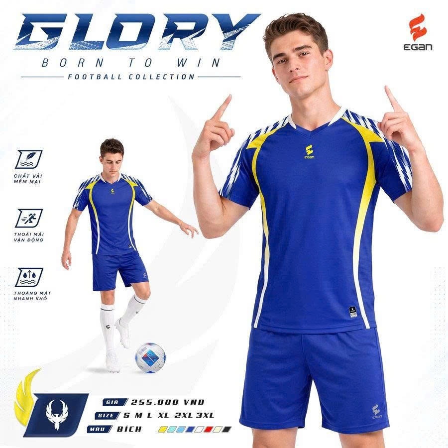 Quần Áo Đá Banh EGAN GLORY Nam Nữ - Vải Thể Thao Cao Cấp, In Tên Số Theo Yêu Cầu ADO SPORT