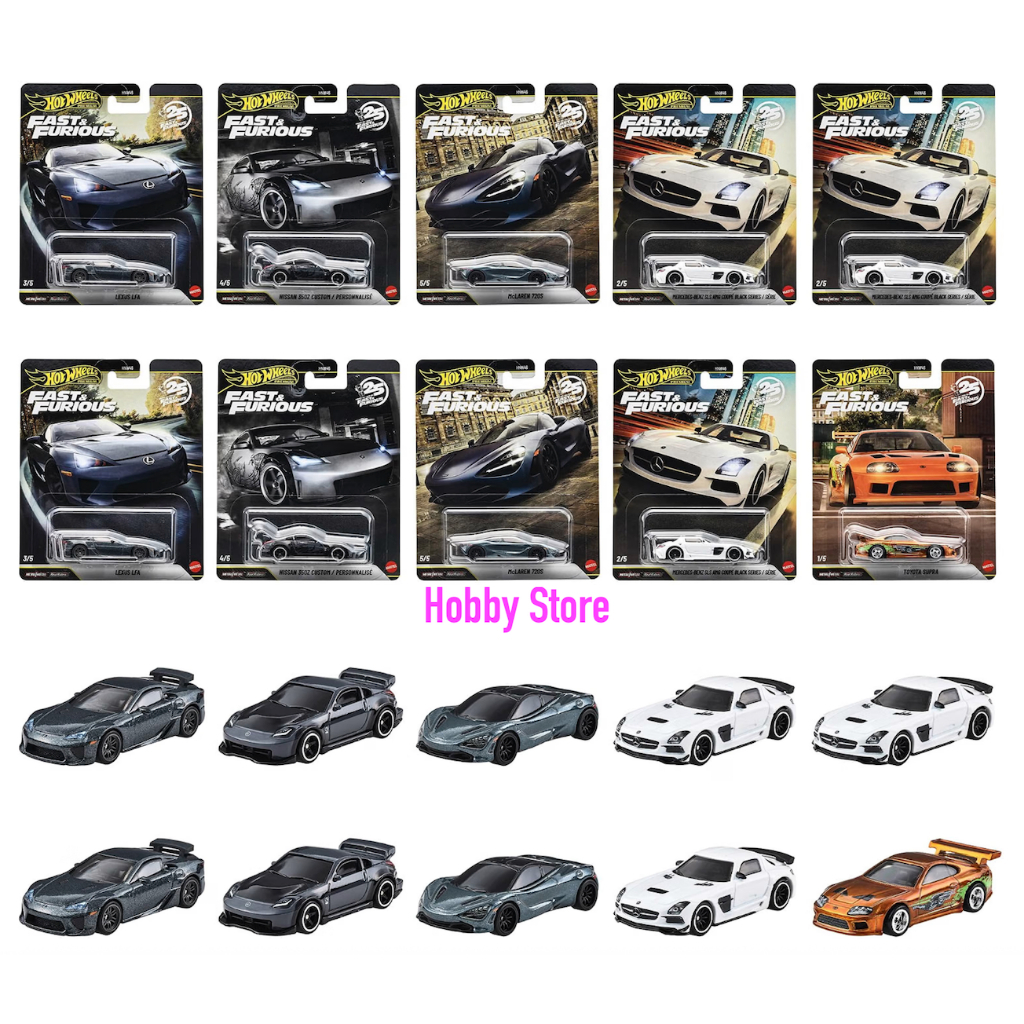 Hobby Store Hot Wheels Premium Fast & Furrious 25th Lexus LFA McLaren Mercedes SLS Nissan 350Z