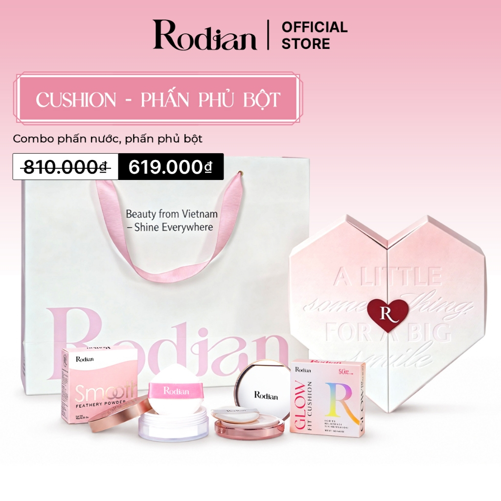 [Set quà tặng Rodian] Combo Cushion Chống Nắng Giữ Lớp Makeup, Phấn Phủ Bột Kiềm Dầu