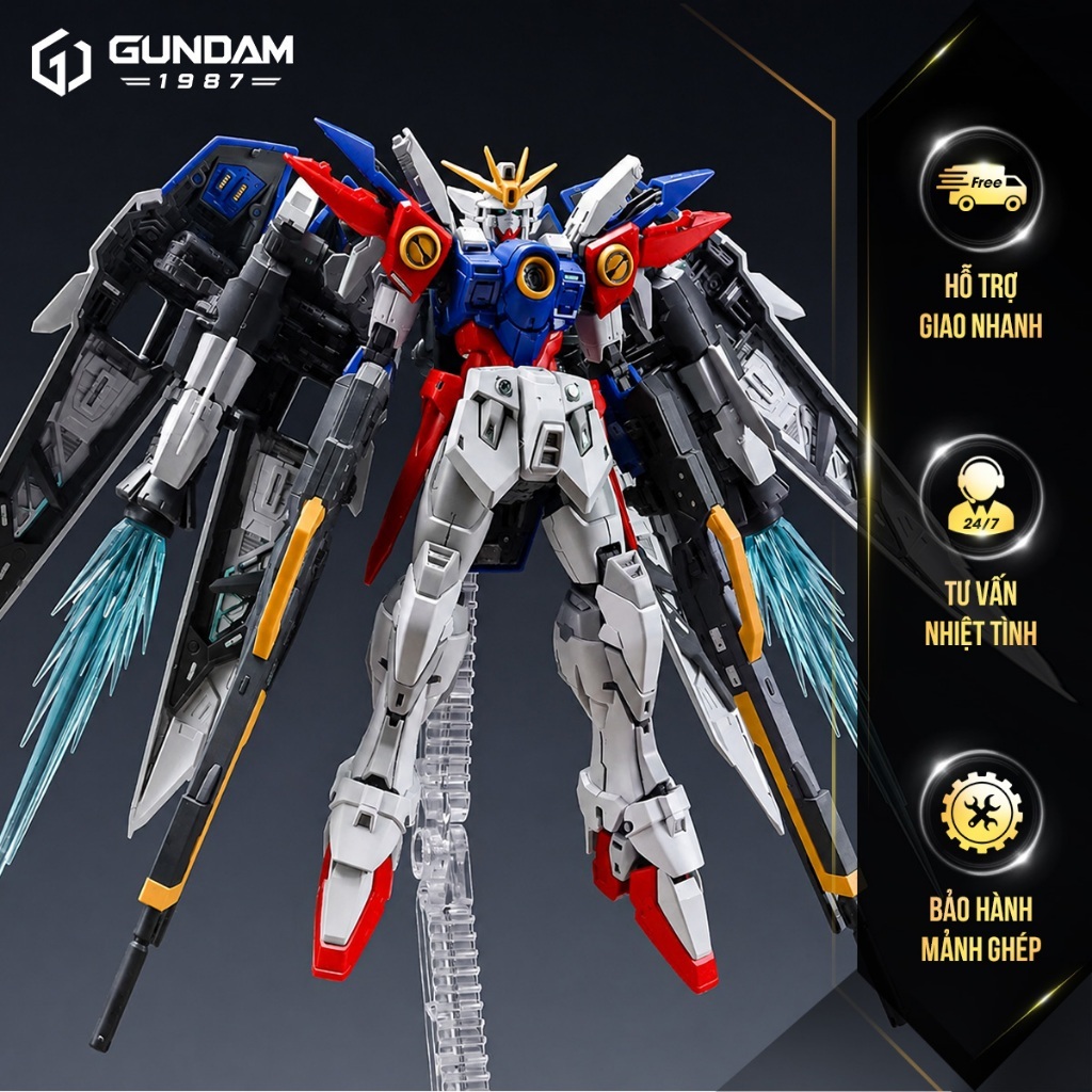 Mô hình lắp ráp RG Wing Mech Zero New Set - Kèm đế + decal nước, dán + Effect phản quang