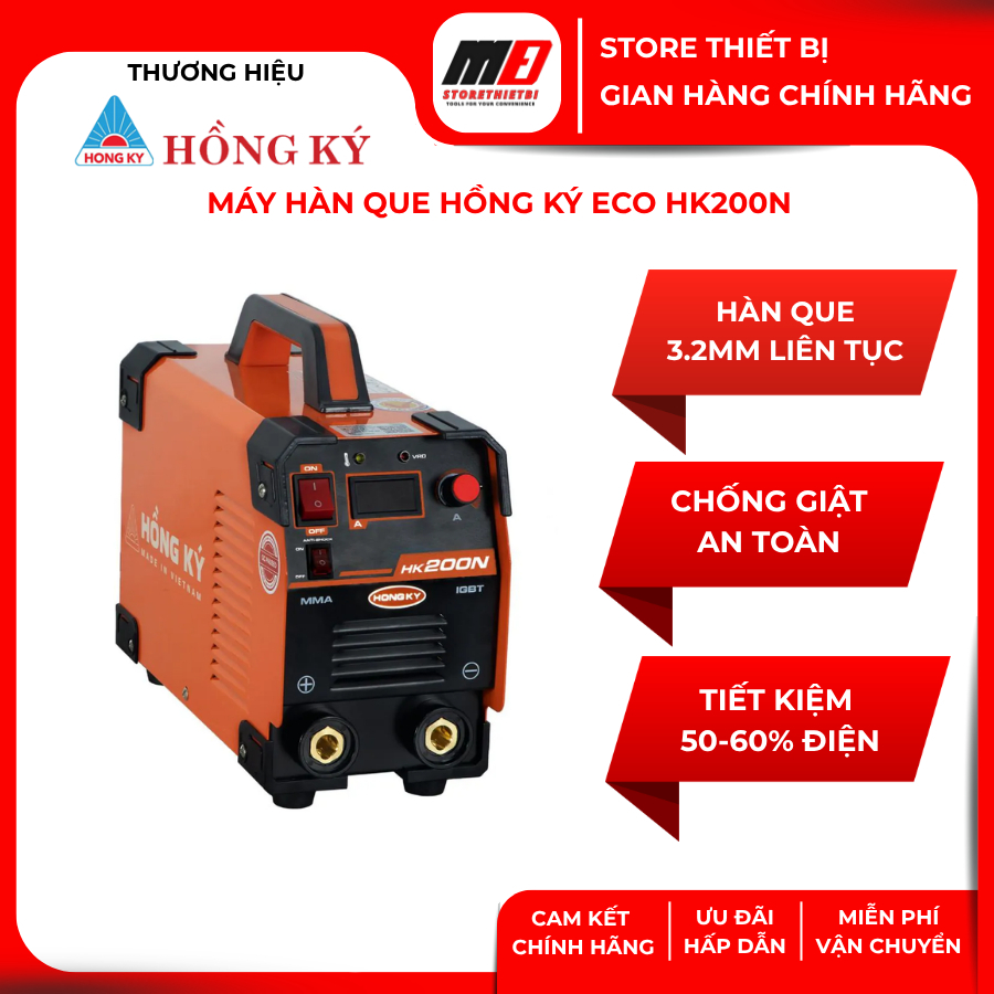 Máy Hàn Que Hồng Ký Eco HK200N IGBT Hàn Que 2.6-4.0mm Chống Giật Tiết Kiệm Điện