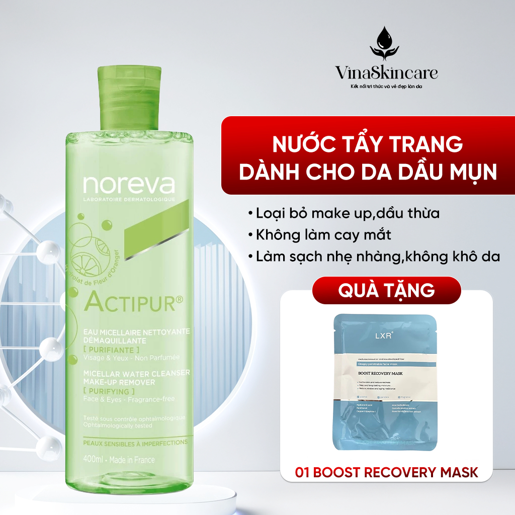 Nước tẩy trang dành cho da dầu mụn NOREVA ACTIPUR PURIFYING MICELLAR WATER 400 ML