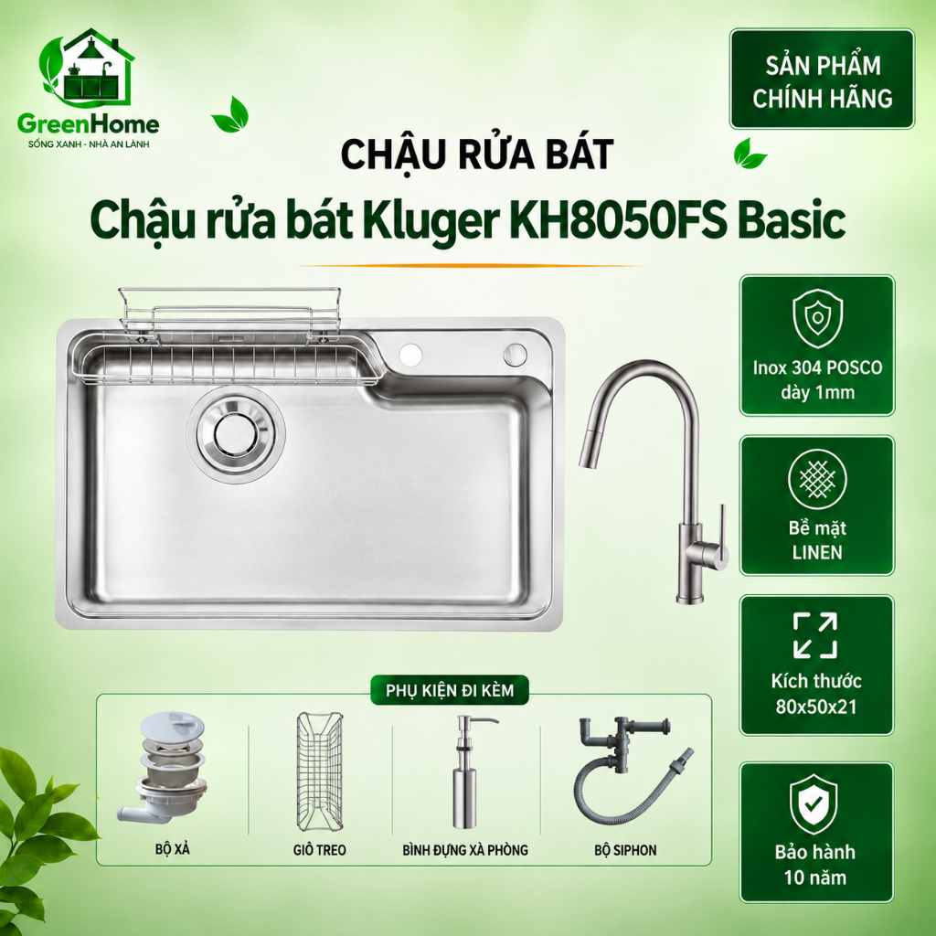 Chậu rửa bát Kluger KH8050FS Basic | Hàng chính hãng