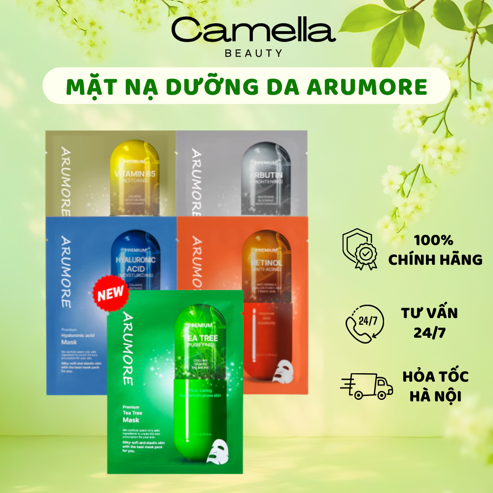 Combo 10 miếng mặt nạ Arumore dưỡng ẩm, trắng da - Camella Beauty