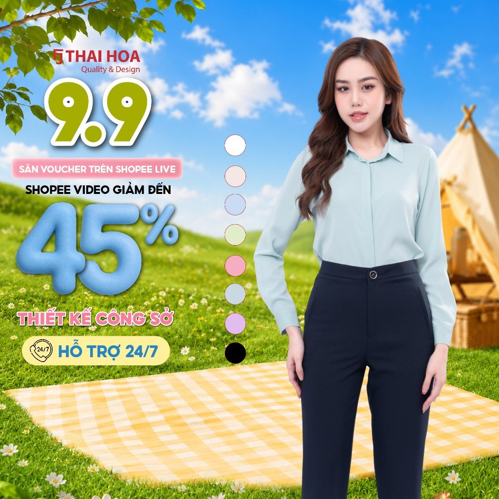 Sơ mi nữ dài tay R17 chất liệu sợi sen mềm mại phong cách công sở THAI HOA Quality & Design