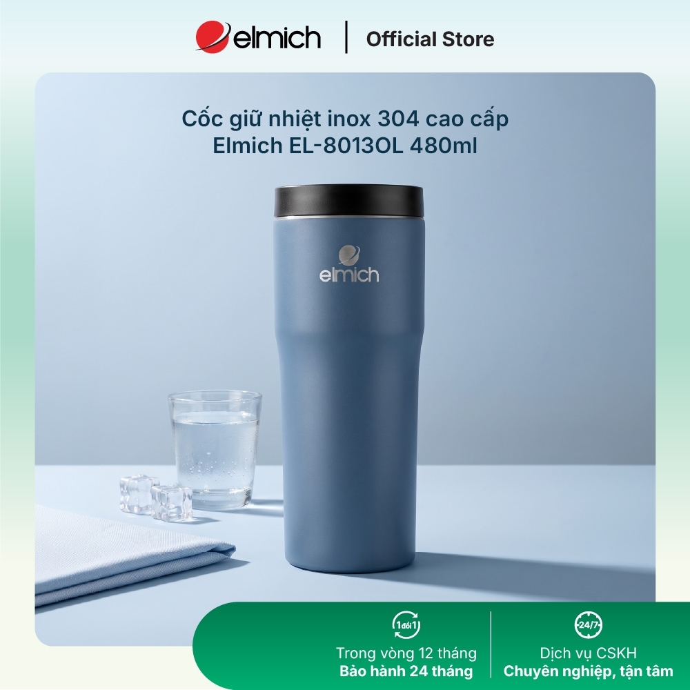 [LIFEMCMBP4 -12% đơn 250K] Cốc giữ nhiệt inox 304 cao cấp Elmich EL-8013OL 480ml