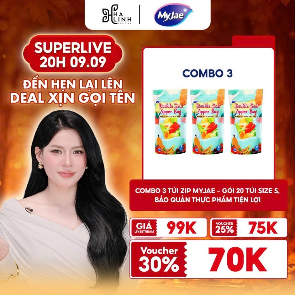 [Võ Hà Linh x New MyJae] Combo 3 Túi Zip MyJae – Gói 20 Túi Size S, Bảo Quản Thực Phẩm Tiện Lợi