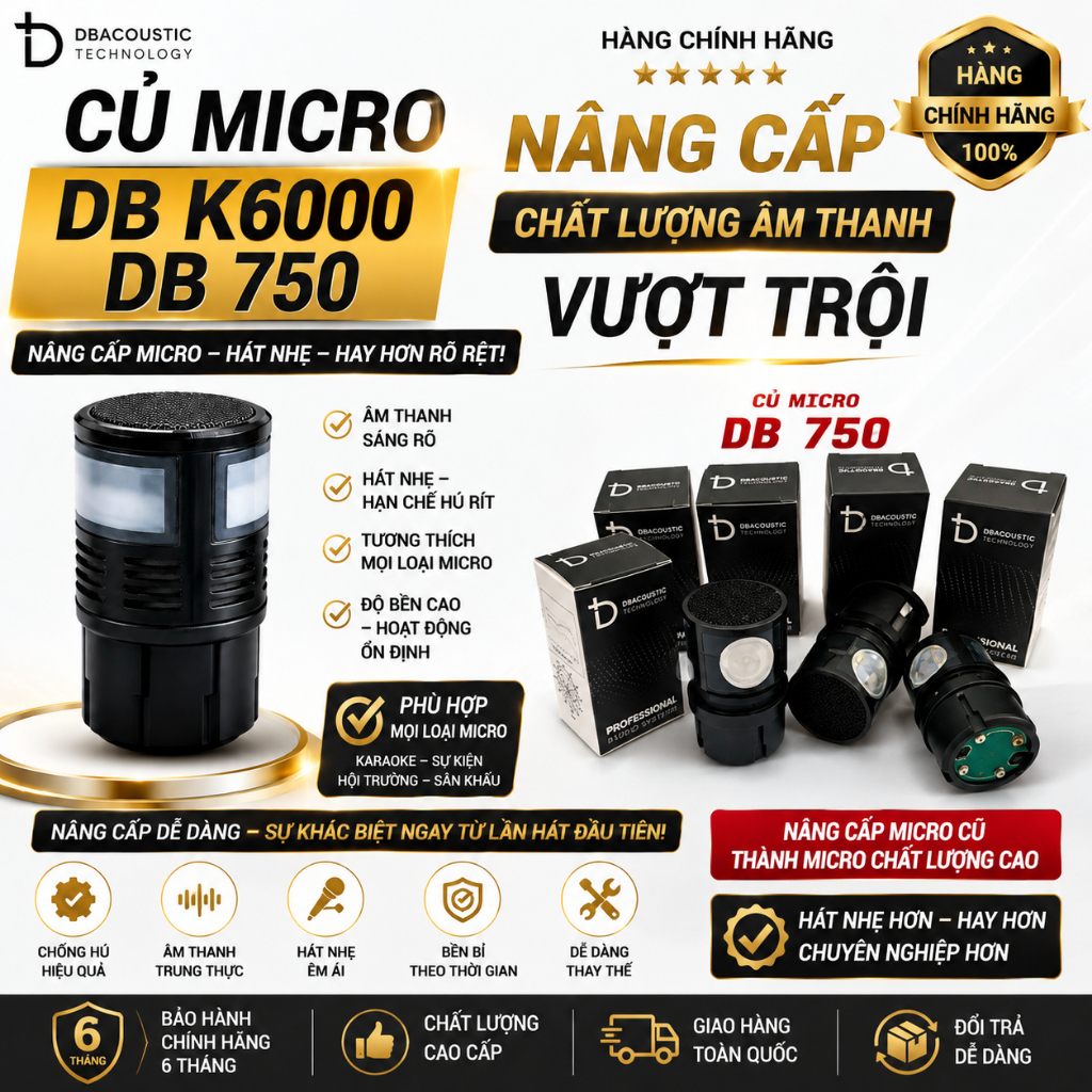 Củ micro dbacoustic k6000 , DB 750 hàng chính hãng ,phù hợp mọi loại micro, SL 1 cái