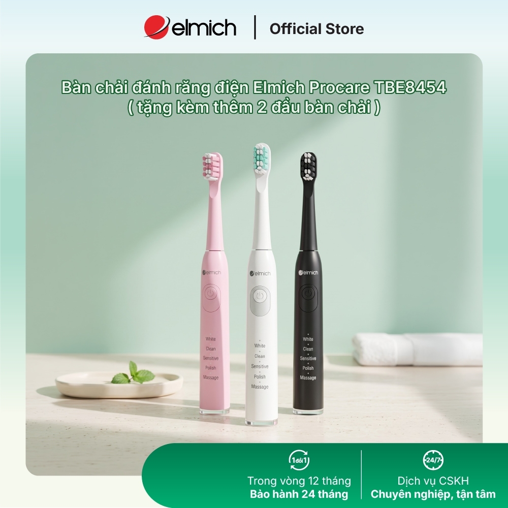 Bàn chải đánh răng điện Elmich Procare TBE8454( tặng kèm thêm 2 đầu bàn chải )