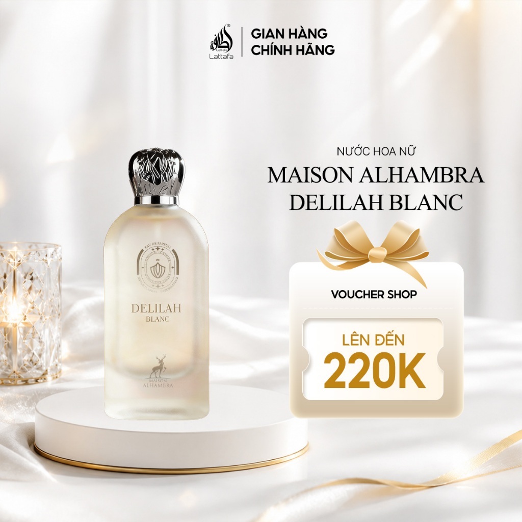Nước hoa nữ Maison Alhambra Delilah Blanc hương đào trắng sang trọng, cuốn hút 100ml
