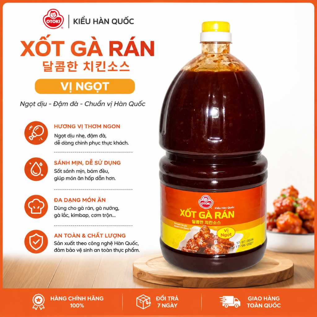 Xốt Gà Rán OTOKI Vị Ngọt 2.4KG – Sốt Gà Chiên Hàn Quốc – Sánh Mịn, Đậm Đà – Dùng Cho Gà Rán, Gà Lắc,