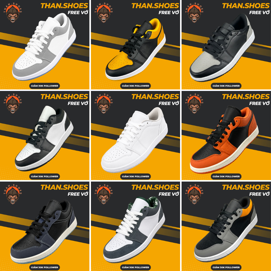 [Giày Than.Shoes] Giày Thể Thao Da Đế Cao Su MTS/JD1/LOW/36-45/2