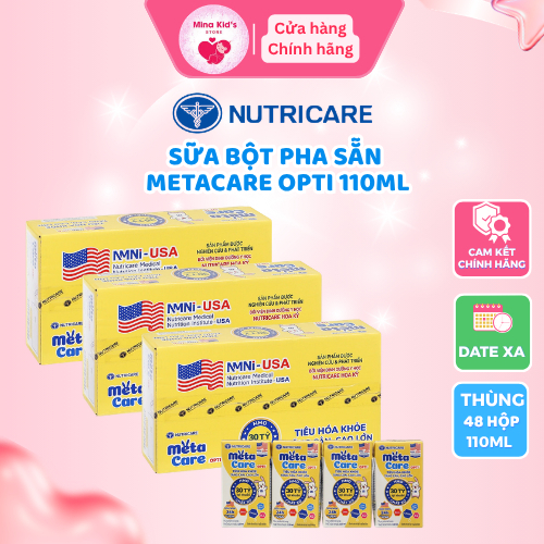 Thùng 48 Hộp Sữa Bột Pha Sẵn Nutricare Metacare Opti Vàng 110ml