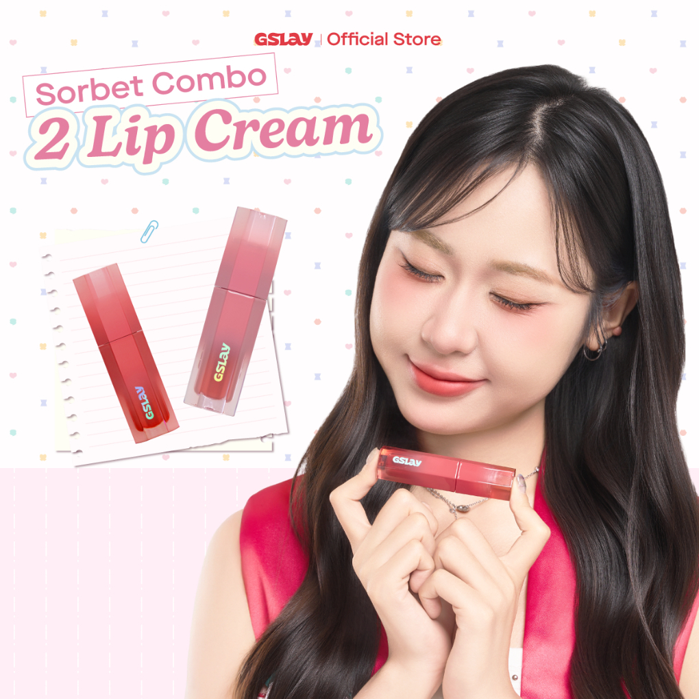 Combo 02 Son Kem GSLAY Sorbet Lip Cream mịn lì thuần chay che phủ rãnh môi giữ màu lâu trôi không kh