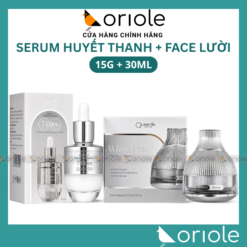 Combo Kem Face Lười Queenie Skin + Serum Huyết Thanh 7Days Queenie Skin Chính hãng