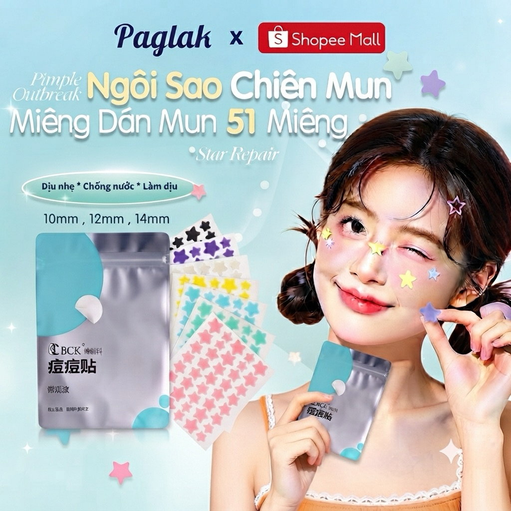51 Miếng Dán Hydrocolloid Hình Ngôi Sao Dễ Thương – Miếng Dán Che Mụn & Mụn…