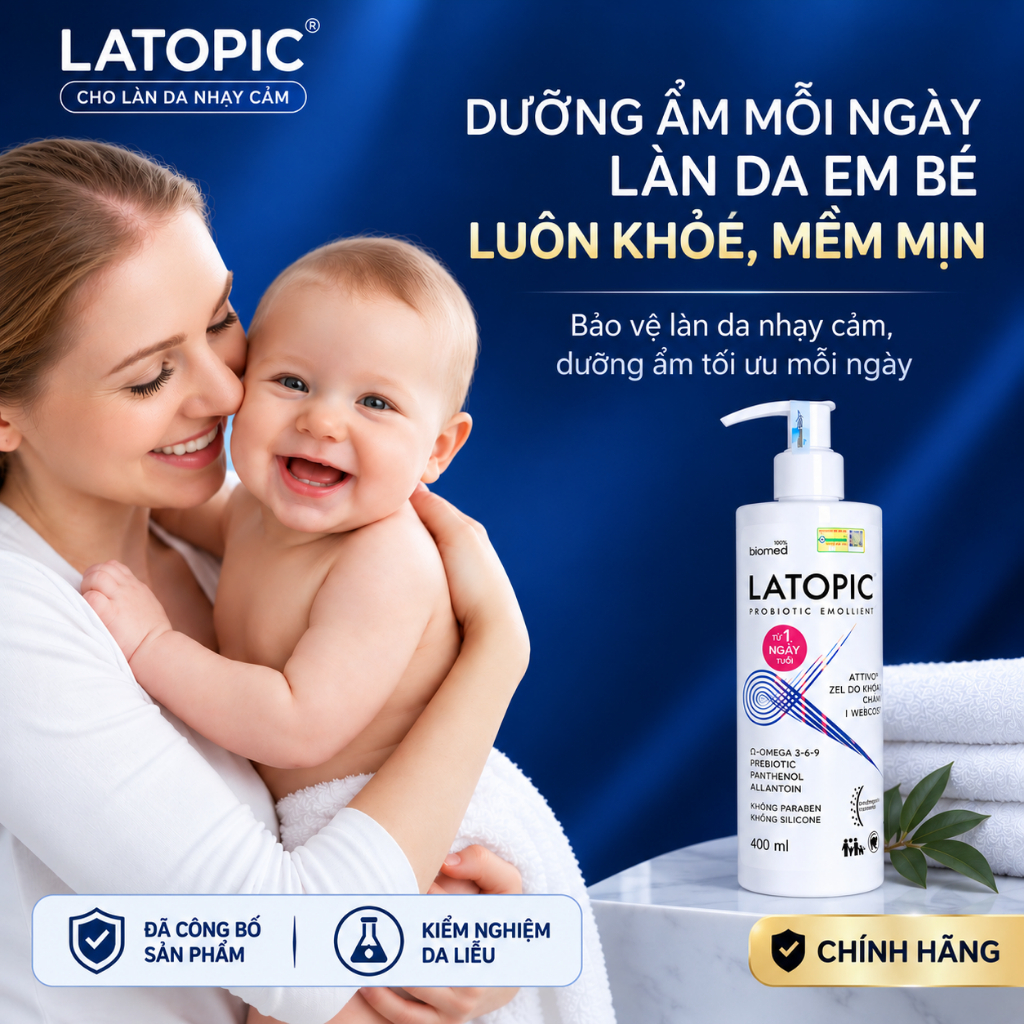 Kem Dưỡng Ẩm Khô Nẻ Dịu Ngứa Toàn Thân LATOPIC Chính Hãng Viêm Da Cơ Địa Trẻ Em Người Lớn Nhũ Dưỡng