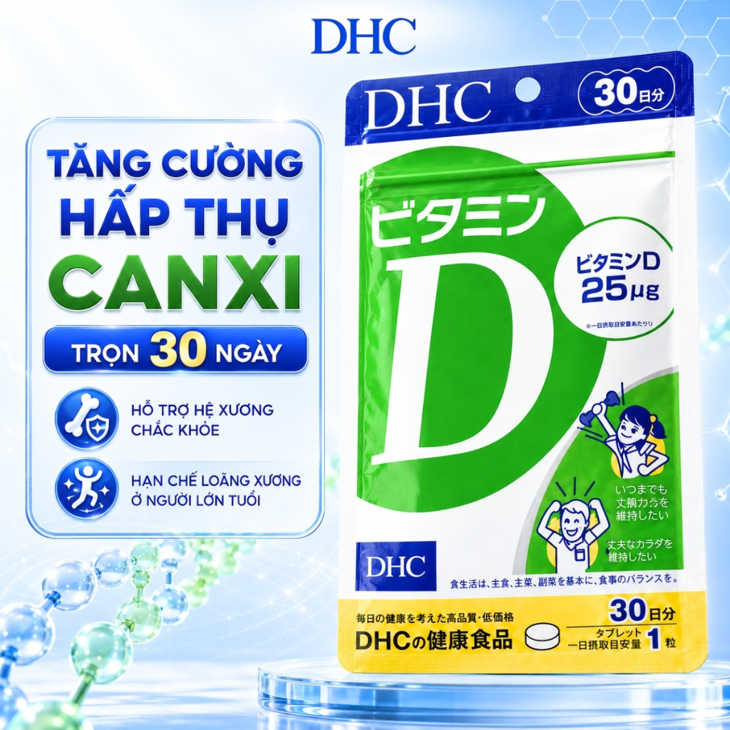 Viên Uống DHC Vitamin D3 30 Viên 30 Ngày - TPBVSK Hỗ Trợ Bổ Sung Vitamin D3