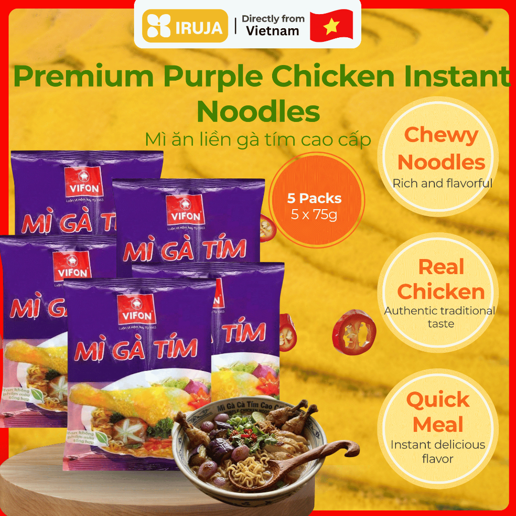 [IRUJA VIETNAM] MÌ GÀ TÍM CAO CẤP VIFON 75G (COMBO X5)