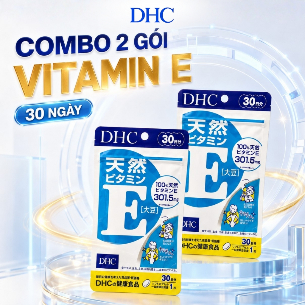 Combo 2 Gói DHC Natural Vitamin E Đủ 60 Ngày - Bổ Sung Vitamin E Giúp Chống Oxy Hoá