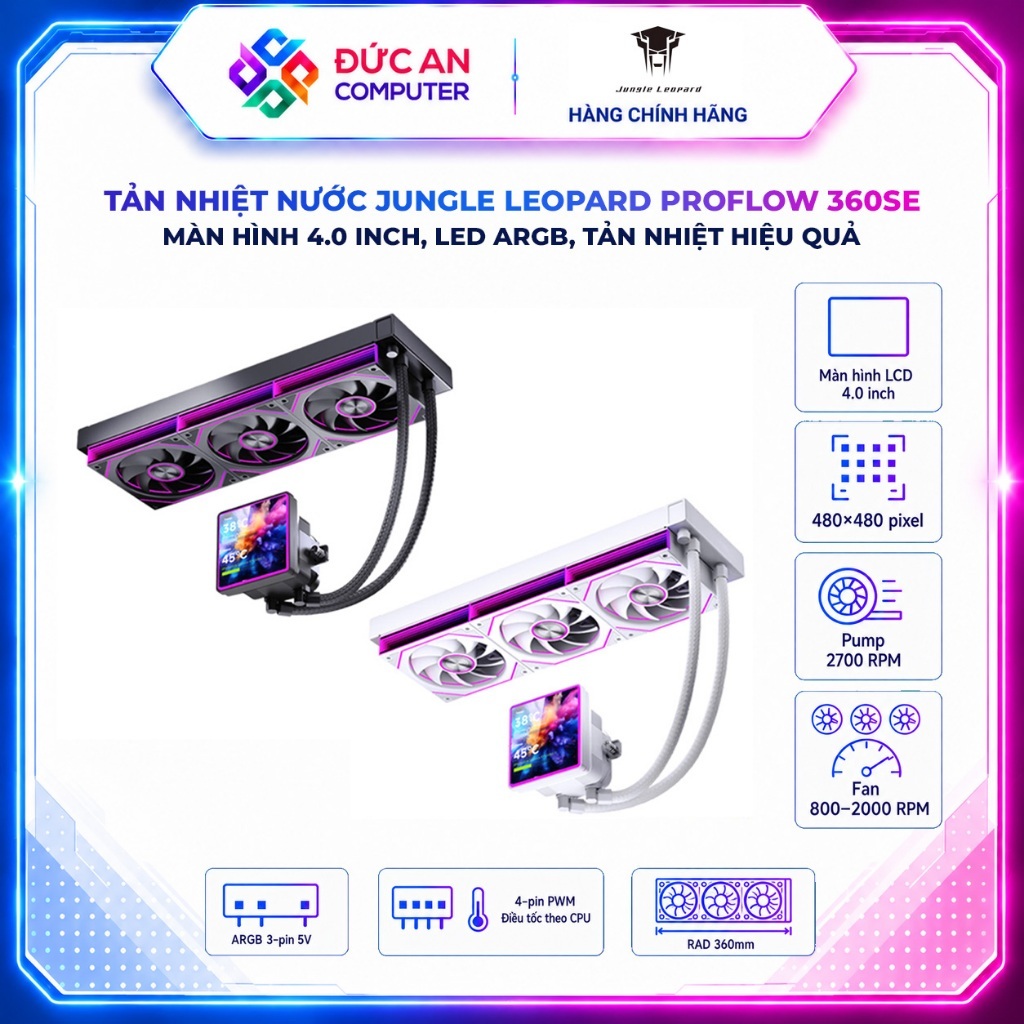 Tản Nhiệt Nước All In One Jungle Leopard Proflow 360SE - Màn Hình LCD 4.0 inch