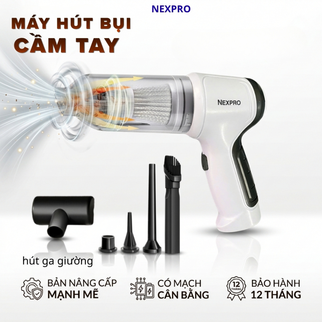 Máy Hút Bụi Cầm Tay NEXPRO, Hút Bụi Giường Nệm,Hút Bụi Bàn Thờ,Ô tô Công Nghệ Nhật Bản, BH 12 Tháng