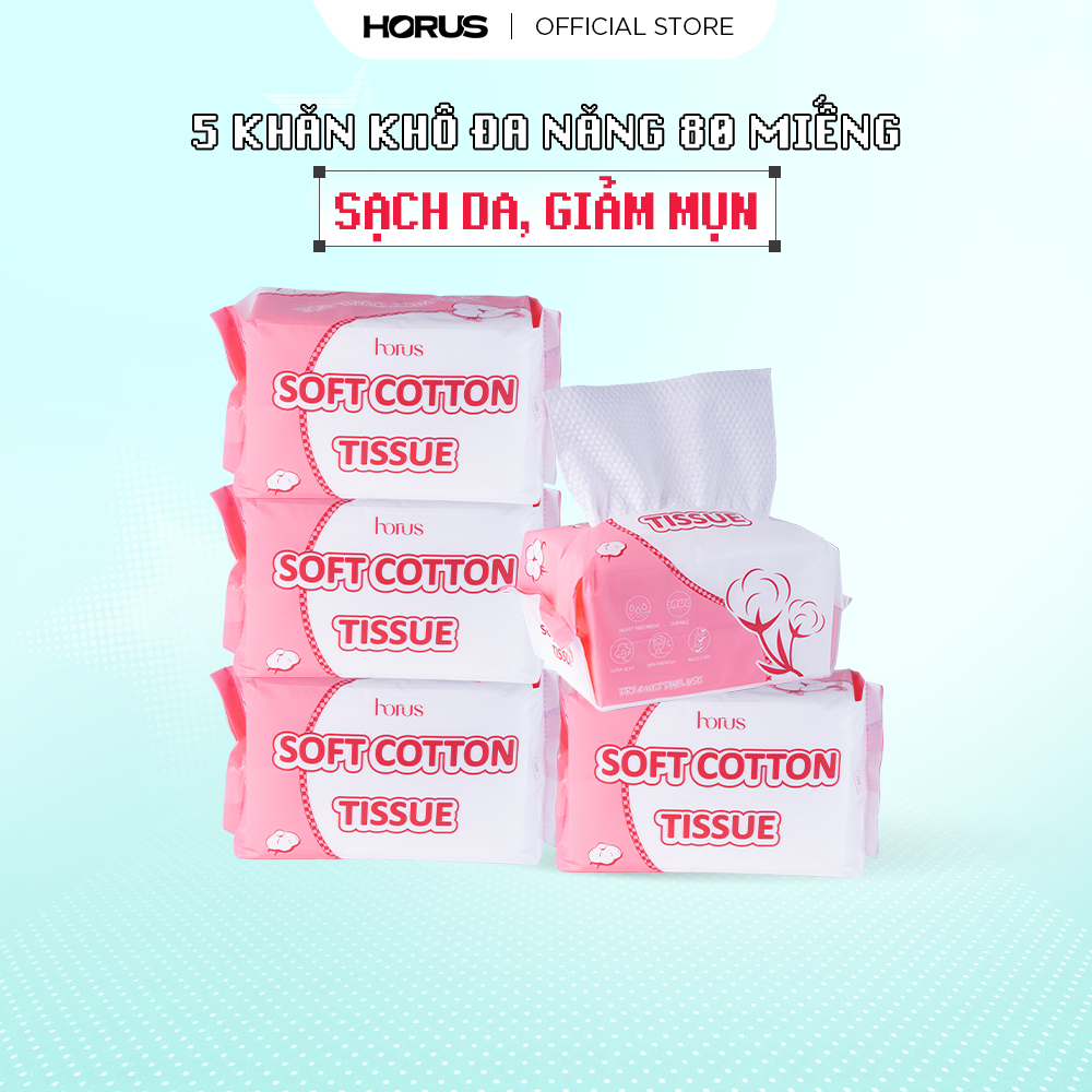 [ĐỘC QUYỀN] Combo 5 Horus Khăn khô đa năng Soft Cotton Tissue 80pcs