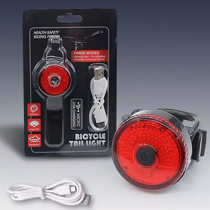 Đèn LED 3 Bóng Gắn Đuôi Xe Đạp Sạc USB Chống Thấm Nước Bicycle Tail Light Siêu Sáng Loại Xịn