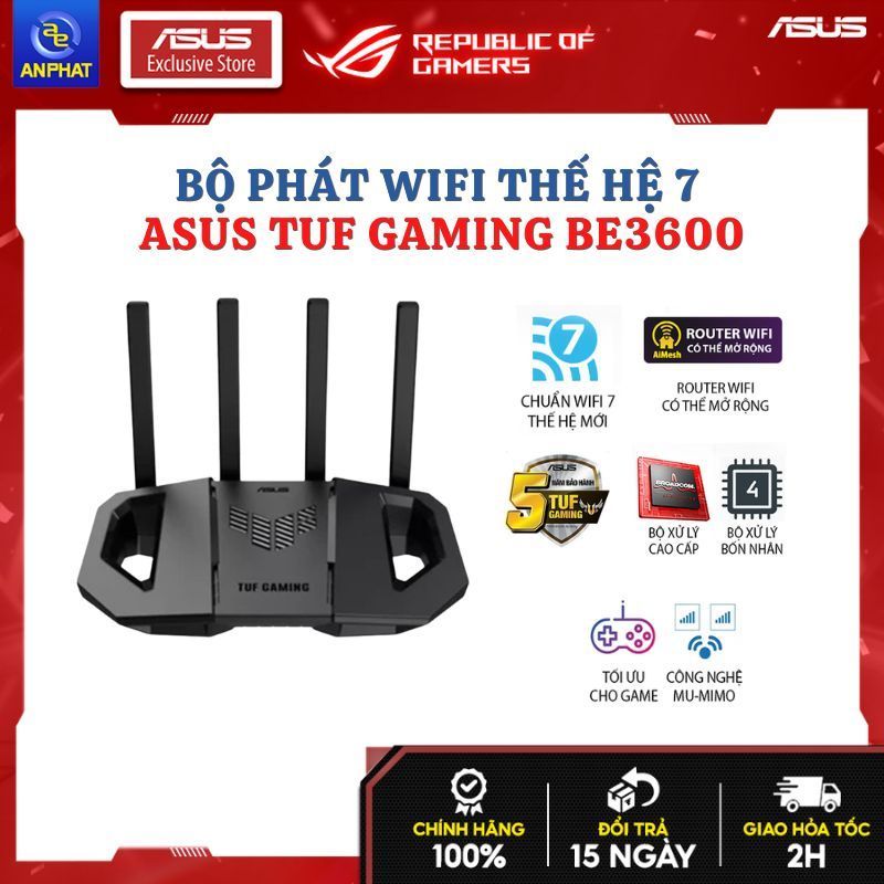 Bộ Định Tuyến WiFi 7 ASUS TUF Gaming BE3600 (Chính Hãng, Bảo Hành 36 Tháng)