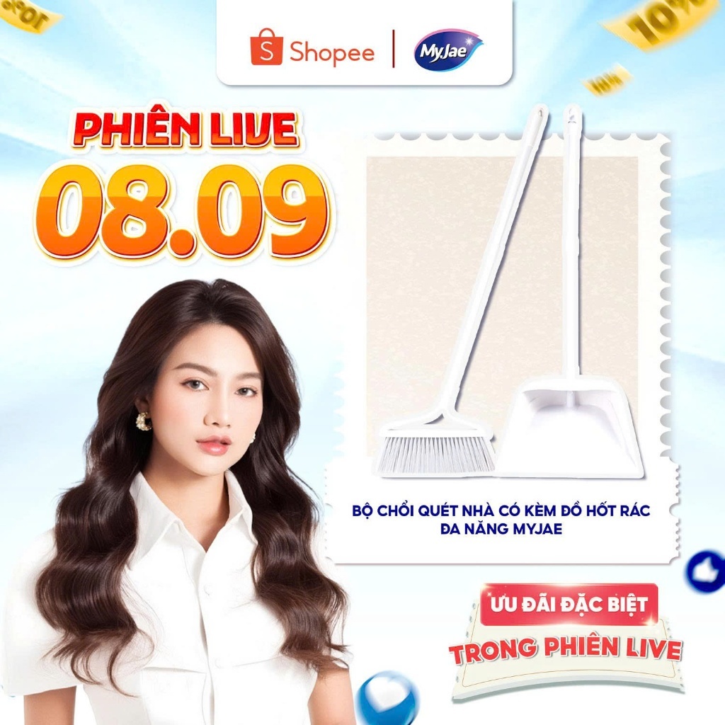 [DIỆP LÊ LIVE 8.9] Set chổi quét nhà đa năng MyJae kèm hốt rác tiện dụng