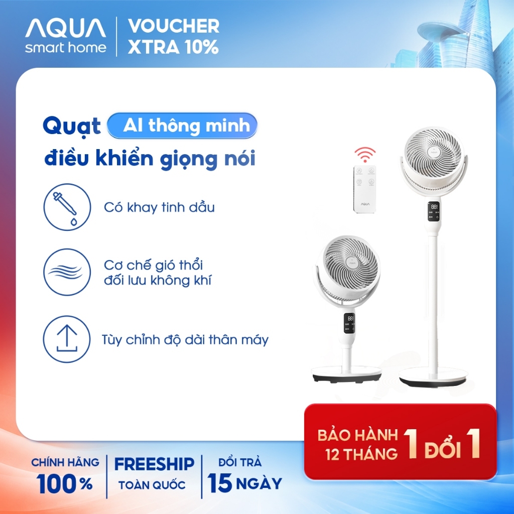 Quạt đứng tuần hoàn không khí AQUA ED1823T có khay tinh dầu, tuỳ chỉnh độ dài