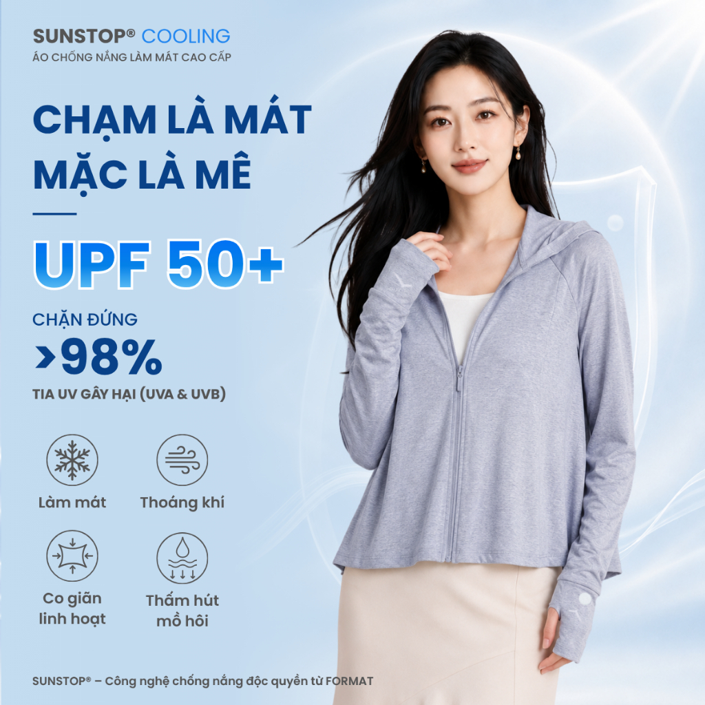 [NEW COLOR] ÁO KHOÁC CHỐNG NẮNG FORMAT SUNSTOP® COOLING, DÁNG CROPTOP - 10005610