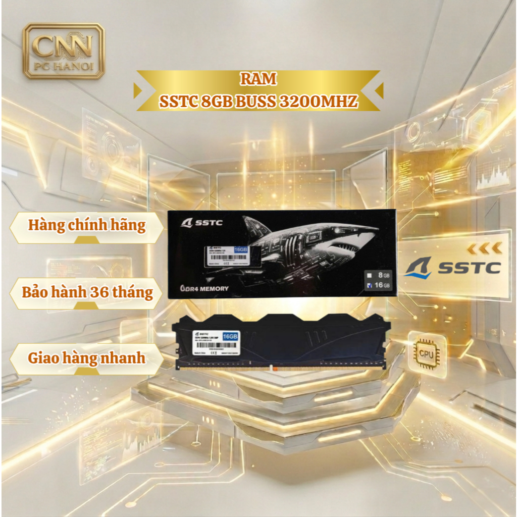 Ram Chính Hãng 16GB Bus 3200MHz SSTC có tản nhiệt Chạy Intel & AMD