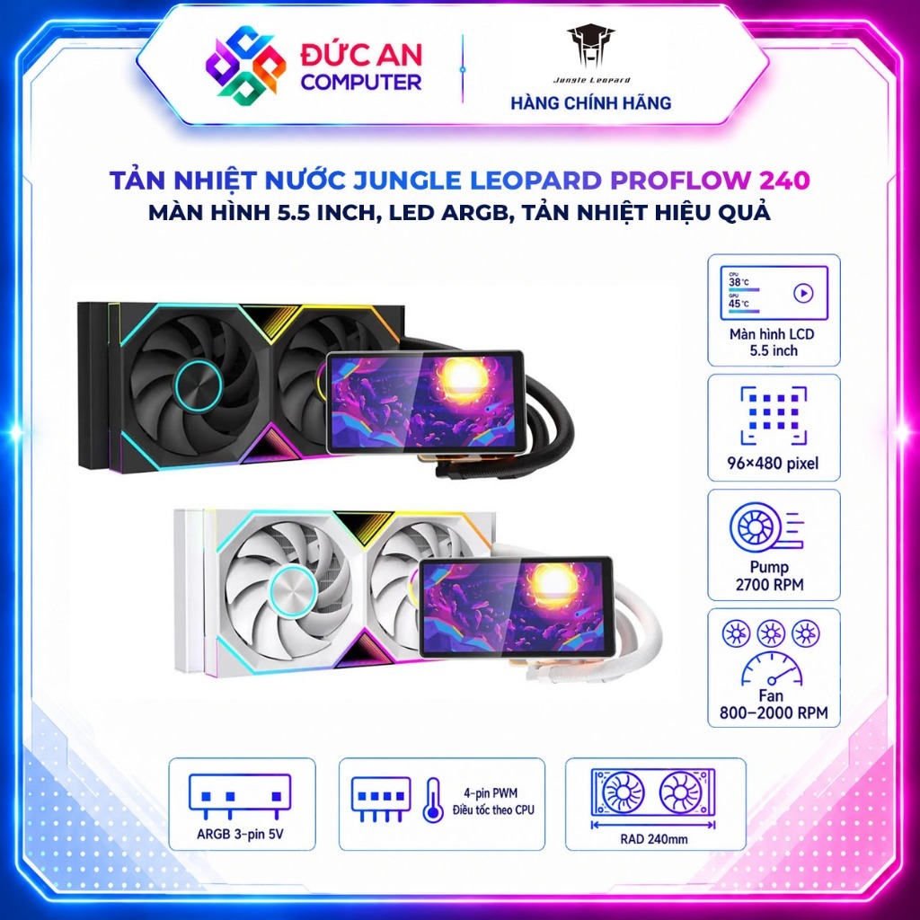 Tản Nhiệt Nước All In One Jungle Leopard Proflow 240 - Màn Hình Tùy Chỉnh 5.5 inch