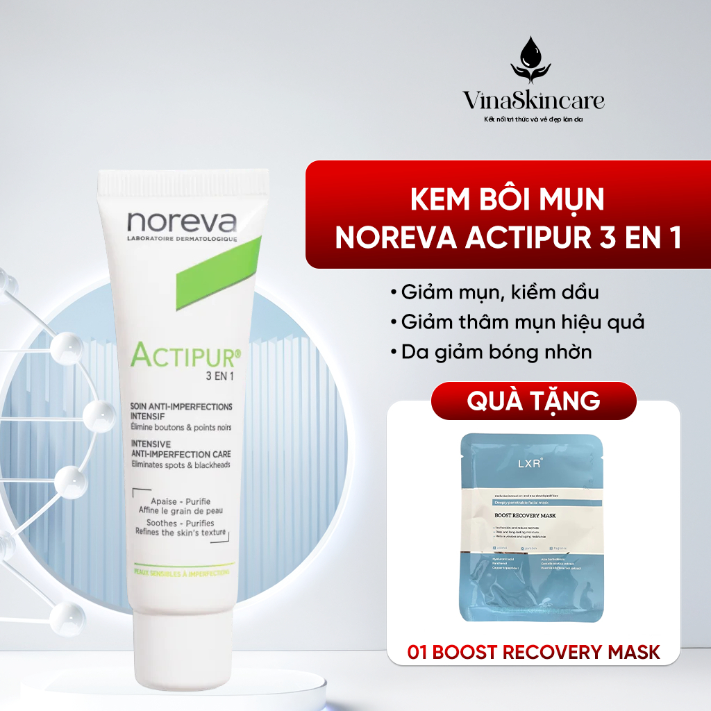 [Chính Hãng] Kem bôi tri mụn Noreva Actipur 3 En 1 Intensive Anti - Imperfection Care 30ml