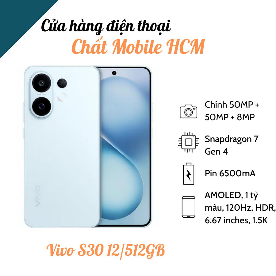 Điện thoại Vivo S30 5G Snapdragon 7 Gen 4 - 6500mAh