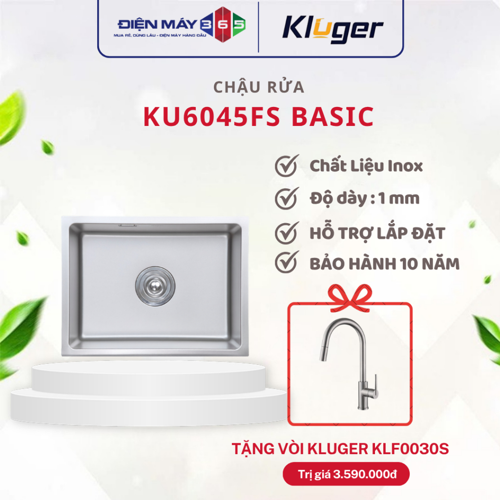 Chậu rửa bát Kluger KU6045FS Basic gọn gàng, tiện lợi