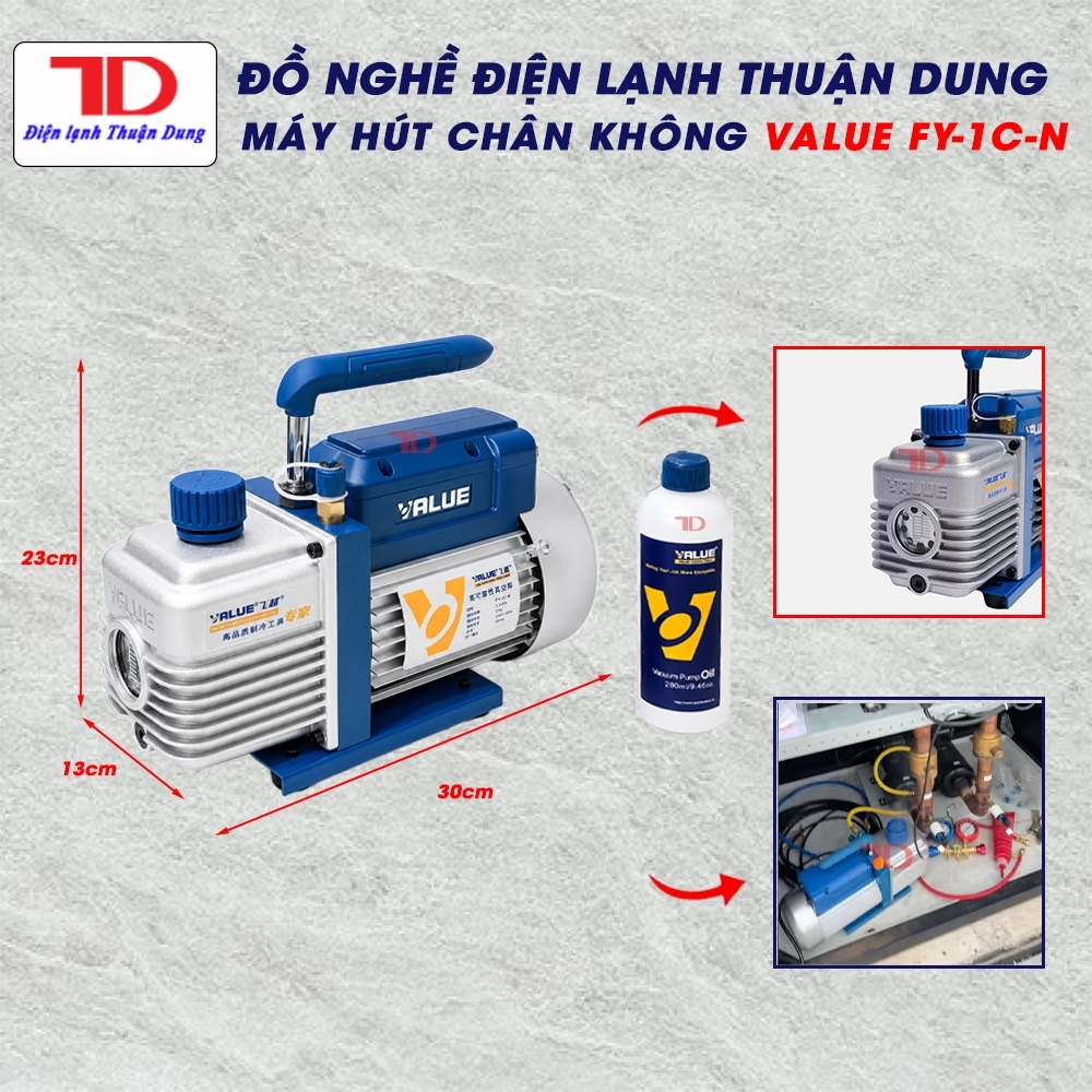Máy Hút Chân Không Value FY-1C-N, Thiết Bị Hút Chân Không Cho Máy Lạnh, Máy Hút Gas Điện Lạnh Tiện D