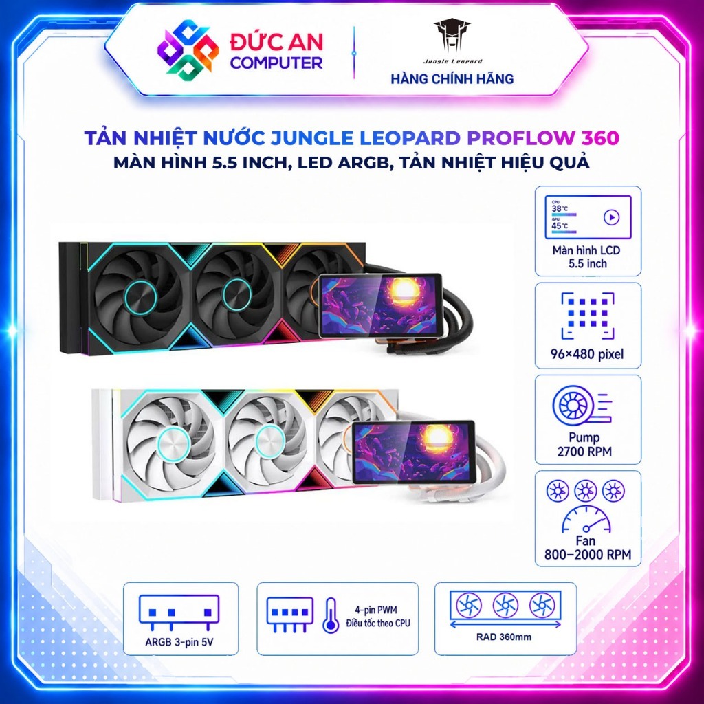 Tản Nhiệt Nước All In One Jungle Leopard Proflow 360 - Màn Hình Tùy Chỉnh 5.5 inch