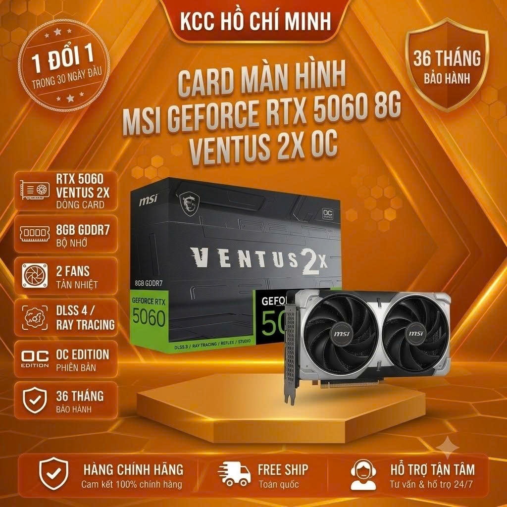 Card màn hình MSI GeForce RTX 5060 8G VENTUS 2X OC - Bảo hành 36 Tháng