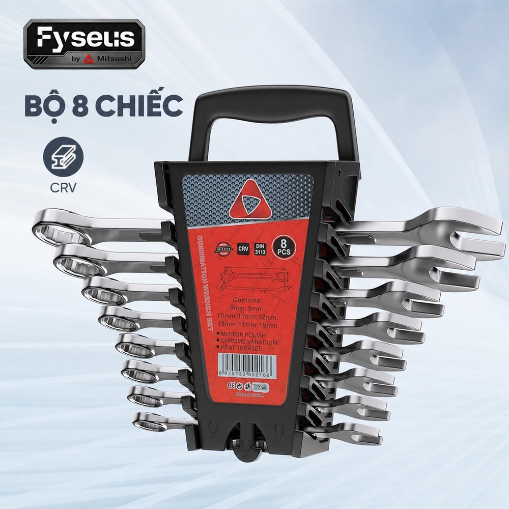 Fyseus 8pcs cờ lê Series Combination cờ lê Spanner bộ 8/9/10/11/12/14/17/19mm Multi-function cờ lê b