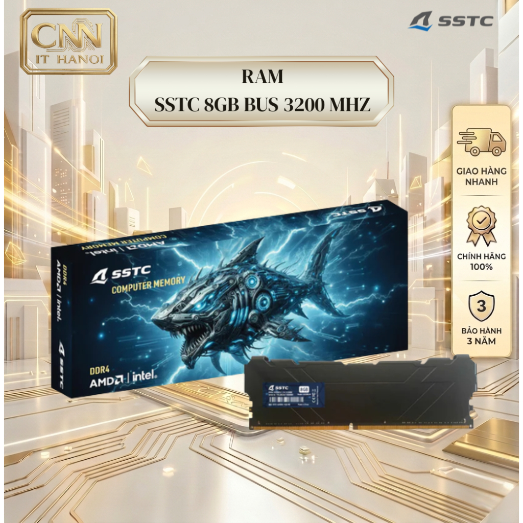 Ram Chính Hãng SSTC 8GB Buss 3200MHz Intel/AMD Bảo Hành 36 Tháng