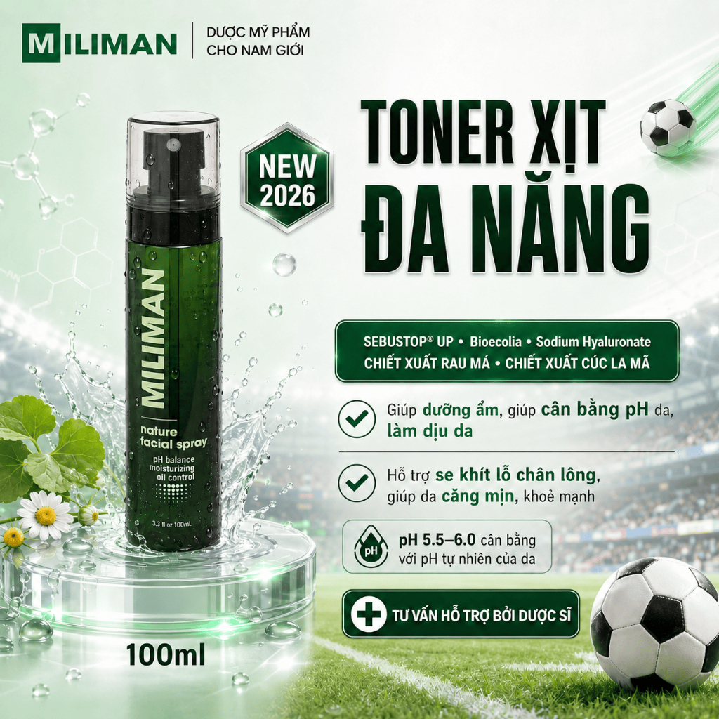 Toner Xịt Đa Năng MILIMAN 100ML NEW 2026 - Giúp Dưỡng Ẩm, Làm Dịu Da, Cân Bằng pH